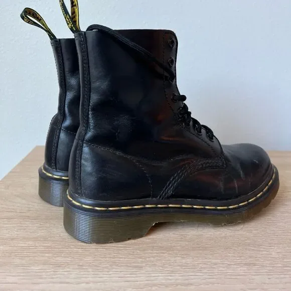 Women’s Dr. Martens Combat Boots Black Smooth Leather Size 6 - Picture 4 of 7